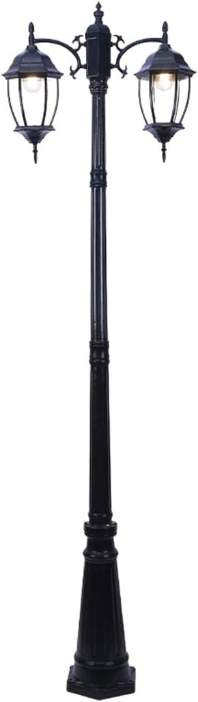 87" Double-Head Outdoor Lamp Post Light, Black Aluminum Lantern Street Light for Driveway, Garden & Patio