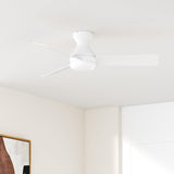 Ceiling Fans with Lights, 42 inch Low Profile Ceiling Fan with Light and Remote Control, Flush Mount, Reversible, 3CCT, Dimmable, Noiseless, White Ceiling Fan for Bedroom, Indoor/Outdoor Use