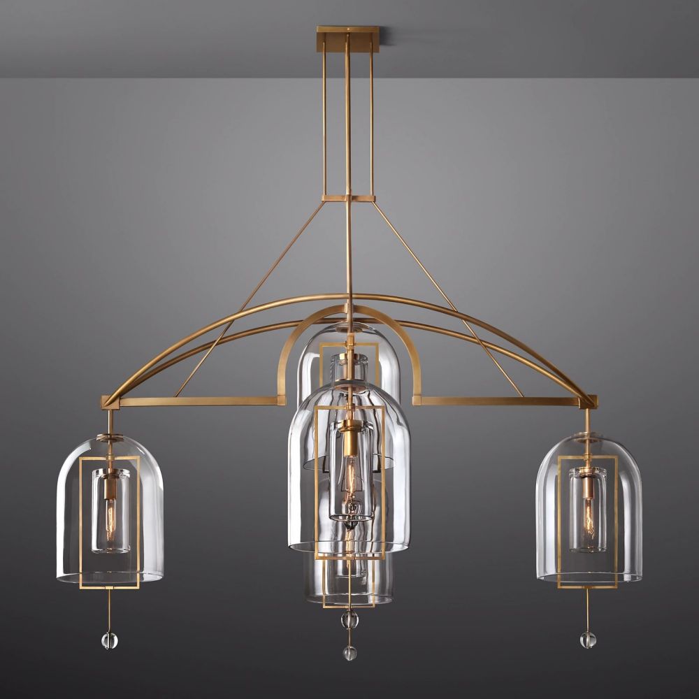 Modern Circular 73" Chandelier from Fulcron Collection 5 Lights - Antique Premium Metal with Refined Gold Finish - A500-CG/51001/73