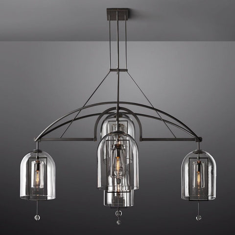 Modern Circular 73" Chandelier from Fulcron Collection 5 Lights - Antique Premium Metal with Refined Black Finish - A500-CB/51001/73