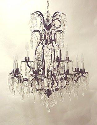 Wrought Iron Crystal Chandelier Lighting H36" X W28" - A500-52/3034/8+4