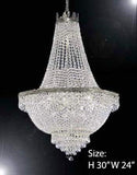 Set of 3-1 French Empire Crystal Chandelier Lighting H50 X W24 & 1 French Empire Crystal Chandelier Lighting H30 X W24 and French Empire Crystal Semi Flush Basket Chandelier Chandeliers Lighting H18 - C7/CS/870/9+CS/870/9+ FLUSH/CS/870/9 A500-