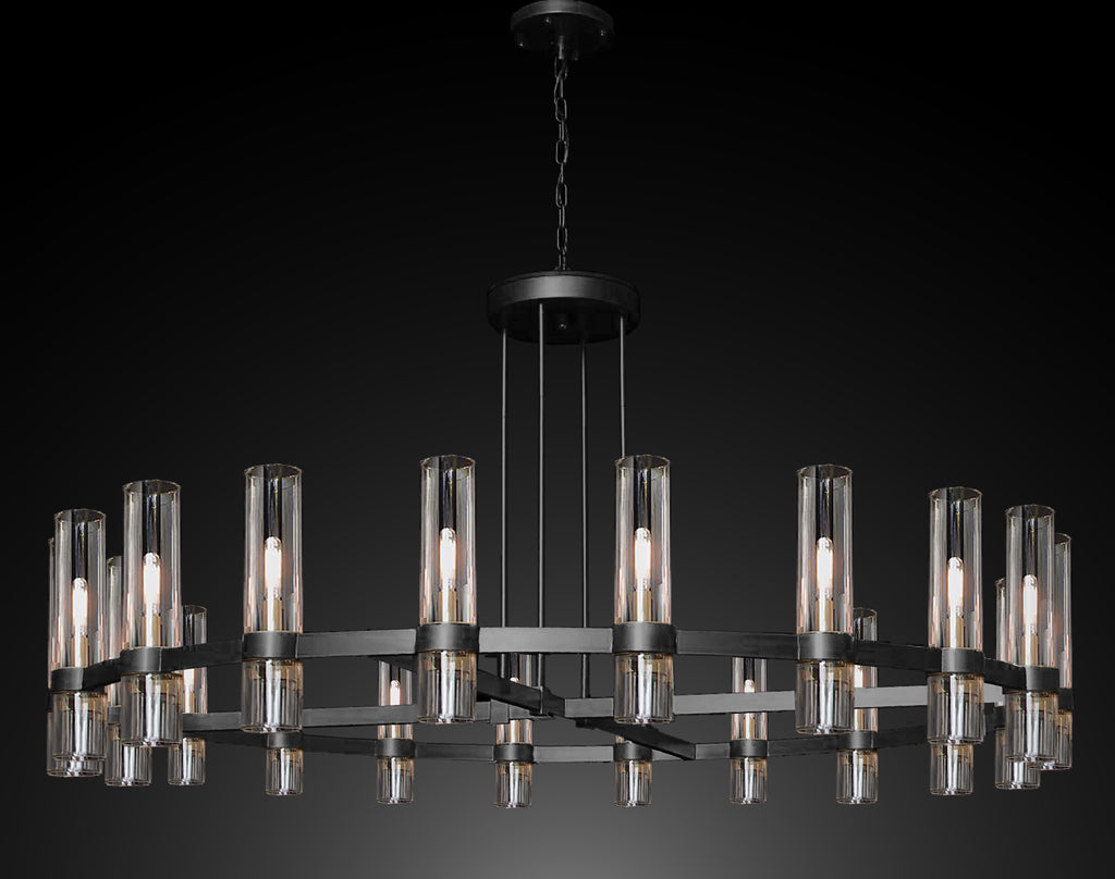 Varella Round Chandelier 60" Vintage Barn Metal Industrial Loft Rustic Lighting Great for Living Room, Dining Room, Foyer and Entryway - A113-CB/4461/20