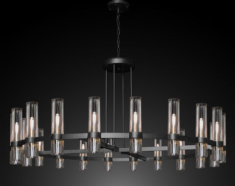 Varella Round Chandelier 60" Vintage Barn Metal Industrial Loft Rustic Lighting Great for Living Room, Dining Room, Foyer and Entryway - A113-CB/4461/20