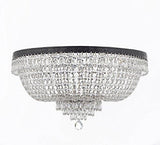 Swarovski Crystal Trimmed French Empire Flush Chandelier H18" X W24" With Dark Antique Finish Good For Dining Room Foyer Entryway Family Room And More - A500-Flush/Cb/870/9Sw