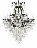 Swarovski Crystal Trimmed Chandelier! Wrought Iron Chandelier Lighting Chandeliers Dressed with Swarovski Crystal H 50" X W 36" Great for Dining room, Entryway / Foyer, or Living room! - A500-B12/3034/10+5SW