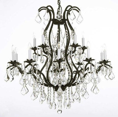 Swarovski Crystal Trimmed Chandelier Wrought Iron Chandelier Dressed With Swarovski Crystal - A500-3034/10+5Sw