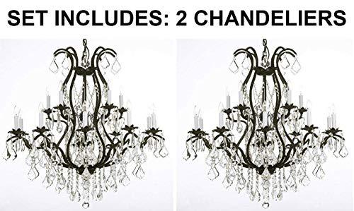 Set of 2 - Wrought Iron Chandelier Crystal Chandeliers Lighting H36" X W36" - A500-2EA 3034/10+5