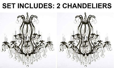 Set of 2 - Wrought Iron Chandelier Crystal Chandeliers Lighting H36" X W36" - A500-2EA 3034/10+5