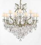 Swarovski Crystal Trimmed Chandelier Maria Theresa Empress Crystal (Tm) Chandelier Lighting H 38" W 37" With White Shades - Sc/Whiteshade/21510/15+1Sw A500-