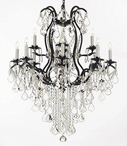Wrought Iron Chandeliers Lighting Spectra (Tm) Crystal- Crystal Quality Swarovski - A500-B12/3034/8+4Sw