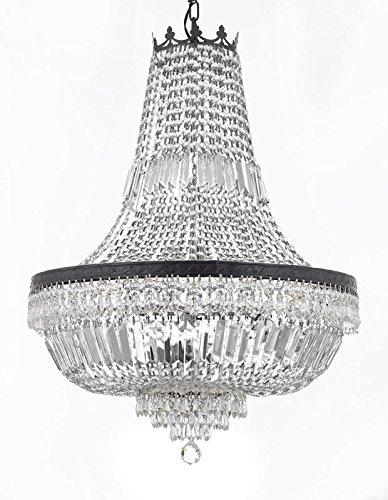 French Empire Crystal Chandelier Lighting With Dark Antique Finish Great for the Dining Room, Foyer, Entry Way, Living Room H30" X W24" - A500-B8/CB/870/9