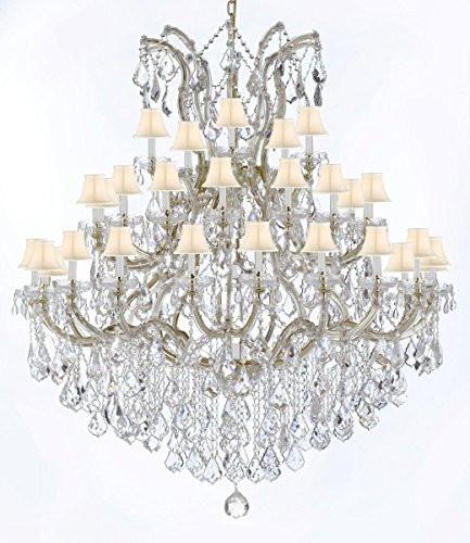 Large Foyer / Entryway Maria Theresa Empress Crystal (Tm) Chandelier Lighting W/White Shade H 60" W 52" - A500-Whiteshade/B12/2756/36+1