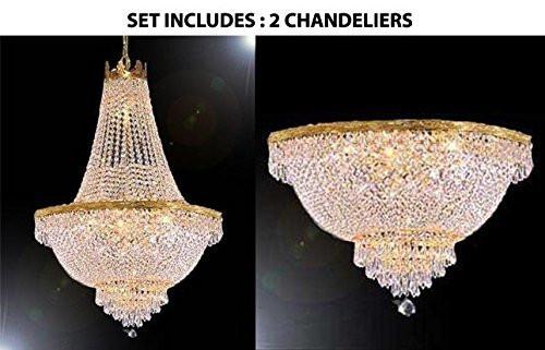 French Empire Crystal Chandelier Lighting H24" X W24" And Semi Flush Chandelier Lighting H18" X W24" - 1Ea C3/870/9 + 1Ea Flush/870/9 A500-