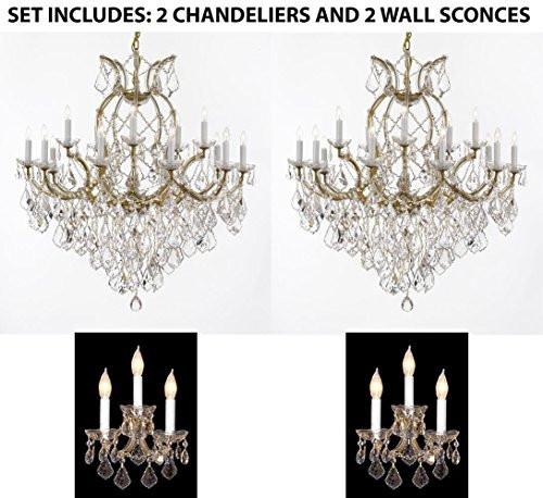 Set Of 4 - 2 Maria Theresa Chandelier Crystal Lighting Chandeliers H38" X W37" And 2 Maria Theresa Wall Sconce Crystal Lighting H14" x W11.5" - 2Ea 1/21510/15+1 + 2Ea CG/2813/3 A500-