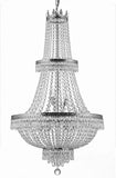 Set of 2-1 French Empire Crystal Chandelier Lighting H50" X W24" - Great for The Dining Room, Foyer, Living Room! and French Empire Crystal Semi Flush Basket Chandelier Lighting H18" X W24" - 1EA CS/870/15 + 1EA FLUSH/CS/870/9 A500-