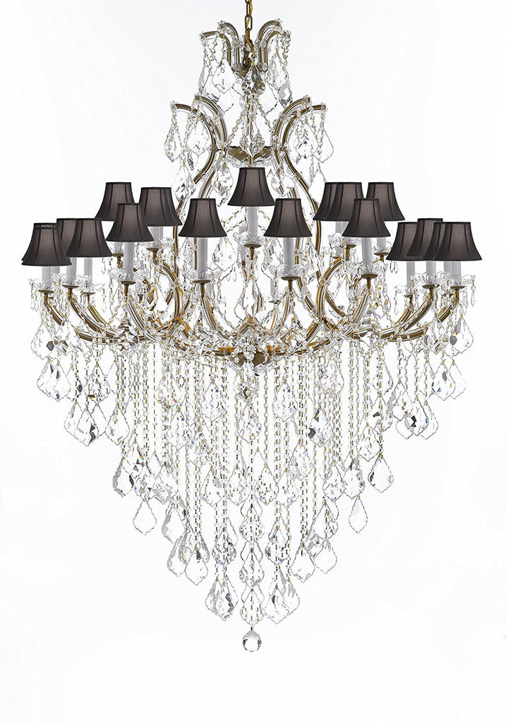 Crystal Chandelier Lighting Chandeliers H65" X W46" Great for the Foyer, Entry Way, Living Room, Family Room and More w/Black Shades - A500-B12/BLACKSHADES/52/2MT/24+1