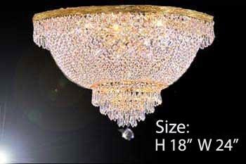 Swarovski Crystal Trimmed Chandelier French Empire Crystal Semi Flush Basket Chandelier H18" X W24" - A500-Flush/Cg/870/9Sw