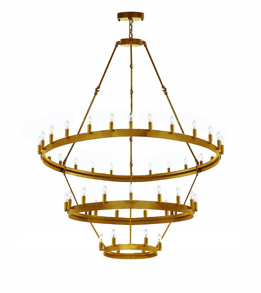Wrought Iron Vintage Barn Metal Castile Three Tier Chandelier Chandeliers Industrial Loft Rustic Lighting W 38" H 65" - A113-CG/3428/18+12+6