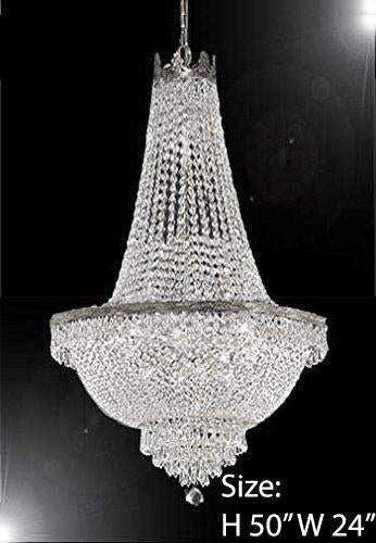 Swarovski Crystal Trimmed French Empire Chandelier Lighting- Great for the Dining Room, Foyer, Entry Way, Living Room H50" X W24" - A500-C7/CS/870/9SW